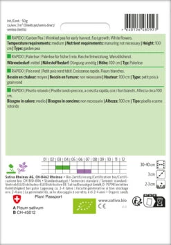 Palerbse Rapido | BIO Erbsensamen Von Sativa Rheinau