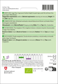 Deutschland Grün Paradies Verkaufs-Shop 4 Zuckererbse Schneeflocke | BIO Zuckererbsensamen Von Sativa Rheinau