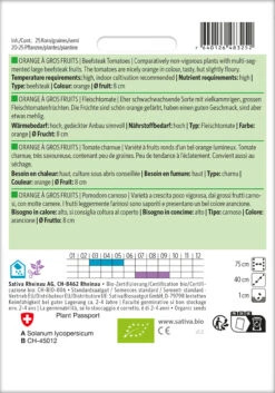 Fleischtomate Orange À Gros Fruits | BIO Fleischtomatensamen Von Sativa Rheinau