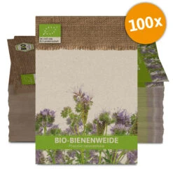 BIO Bienenweide Für Werbezwecke (100 Tütchen) | BIO Phaceliasamen Von FLORTUS -Deutschland Grün Paradies Verkaufs-Shop 543632 BIO Bienenweide fuer Werbezwecke 100 Tuetchen W5202 100x 0