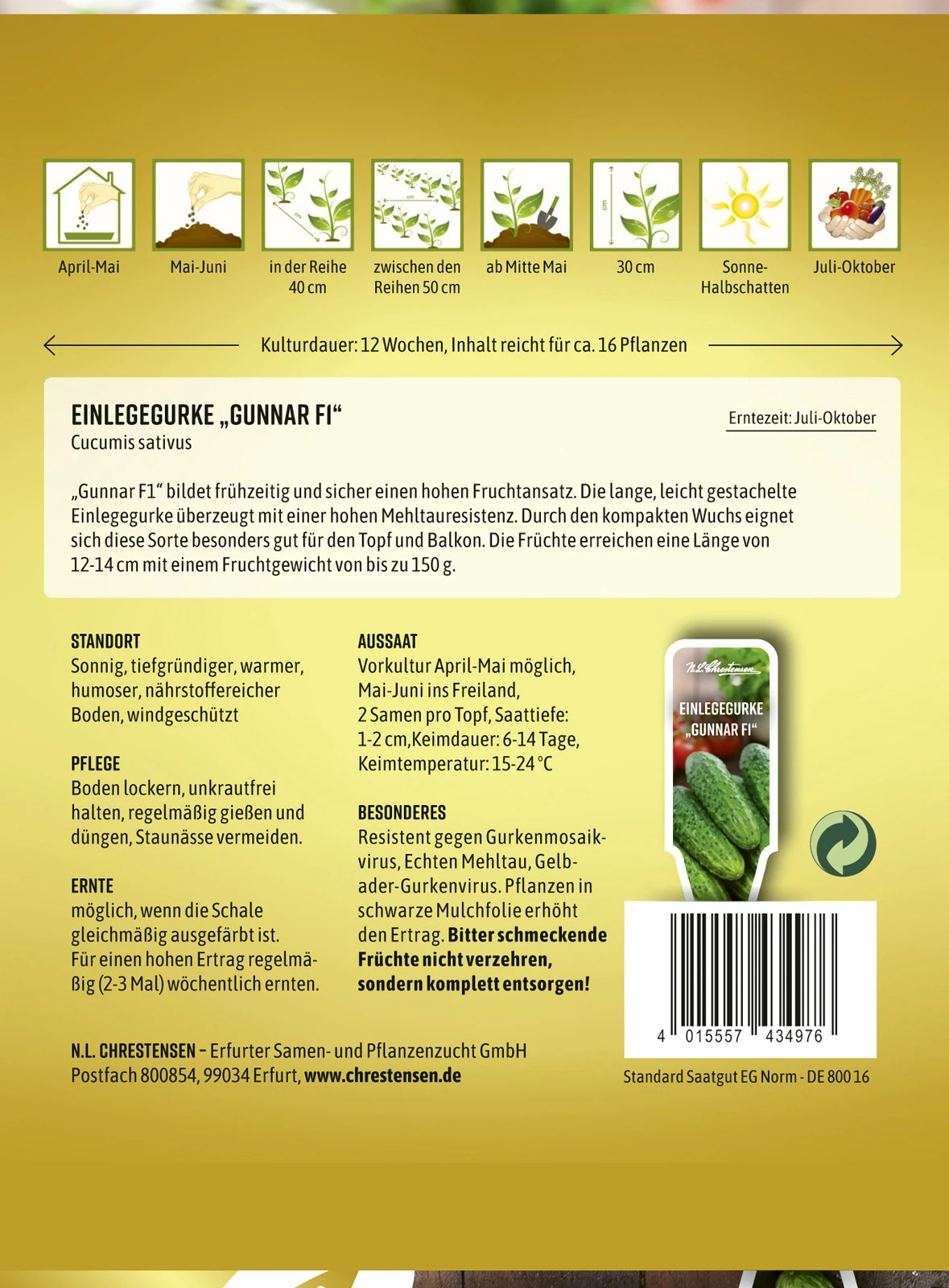 Einlegegurke Gunnar F1 | Einlegegurkensamen Von N.L. Chrestensen 1 Einlegegurke Gunnar F1 | Einlegegurkensamen Von N.L. Chrestensen