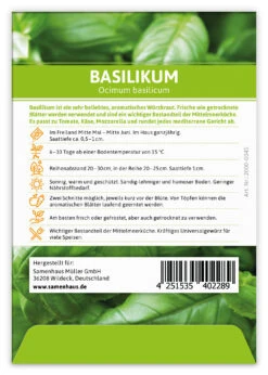 Basilikum (100 Tütchen) | Basilikumsamen Von FLORTUS 7 Basilikum (100 Tütchen) | Basilikumsamen Von FLORTUS -Deutschland Grün Paradies Verkaufs-Shop 543958 Basilikum 100 Tuetchen 2