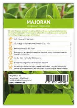 Majoran (100 Tütchen) | Majoransamen Von FLORTUS -Deutschland Grün Paradies Verkaufs-Shop 543967 Majoran 100 Tuetchen 2