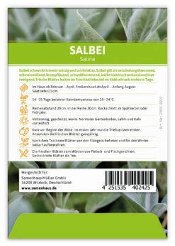 Salbei (100 Tütchen) | Salbeisamen Von FLORTUS -Deutschland Grün Paradies Verkaufs-Shop 543971 Salbei 100 Tuetchen 2