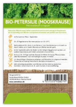 Petersilie Mooskrause (100 Tütchen) | BIO Petersiliensamen Von FLORTUS -Deutschland Grün Paradies Verkaufs-Shop 543976 Bio Petersilie Mooskrause 100 Tuetchen 2