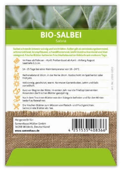 Salbei (100 Tütchen) | BIO Salbeisamen Von FLORTUS -Deutschland Grün Paradies Verkaufs-Shop 543985 Bio Salbei 100 Tuetchen 2