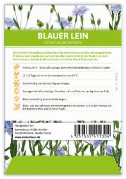 Blauer Lein Für Werbezwecke (100 Tütchen) | Leinsamen Von FLORTUS -Deutschland Grün Paradies Verkaufs-Shop 546532 Blauer Lein fuer Werbezwecke 100 Tuetchen W5211 100x 2
