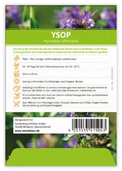 Ysop (100 Tütchen) | Ysopsamen Von FLORTUS -Deutschland Grün Paradies Verkaufs-Shop 549651 Ysop 100 Tuetchen 2000 0469 100x 2