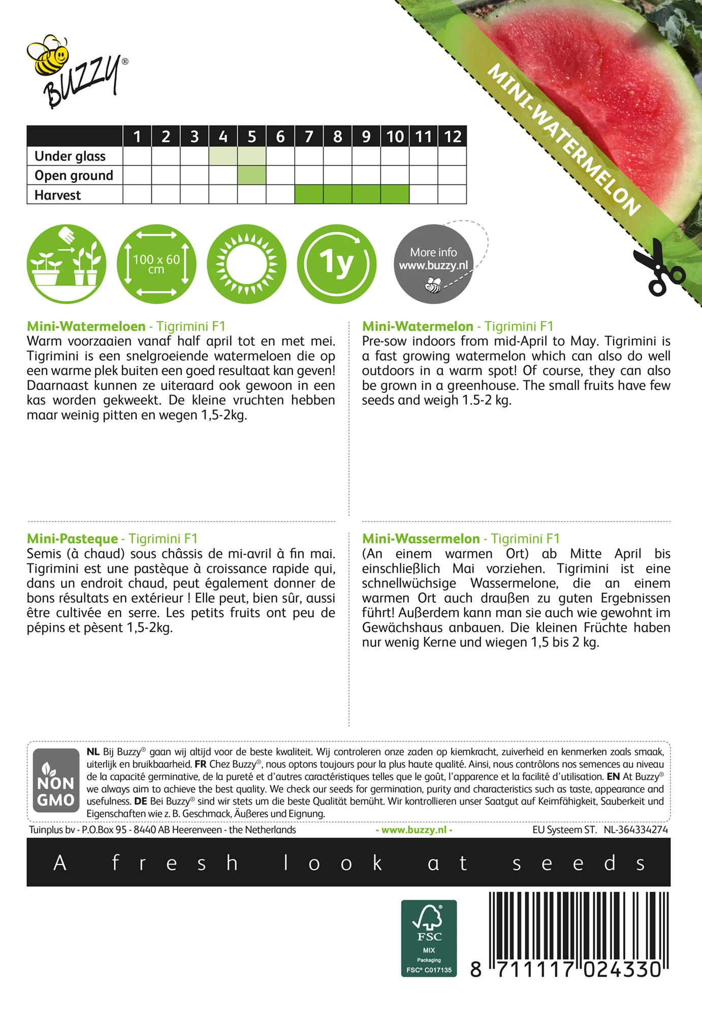 Wassermelone Tigrimini | Wassermelonensamen Von Buzzy Seeds 1 Wassermelone Tigrimini | Wassermelonensamen Von Buzzy Seeds